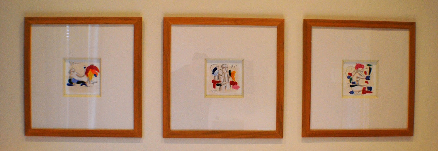 Painted Nude Statue on Paper