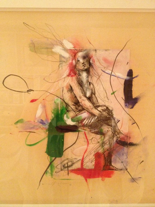 Estatua masculina pintada sobre papel